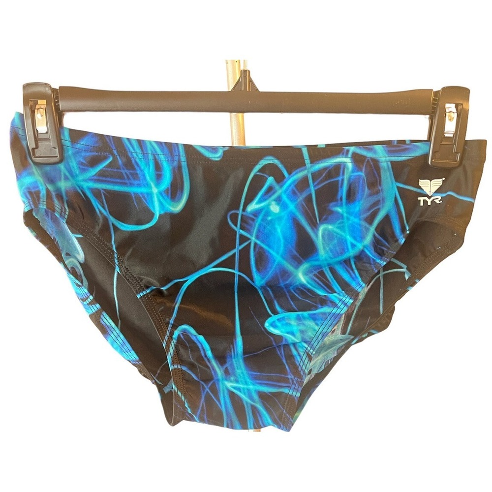 TYR Swim Bikini Bottom - Size Large- Size 38 Black/Blue NWOT